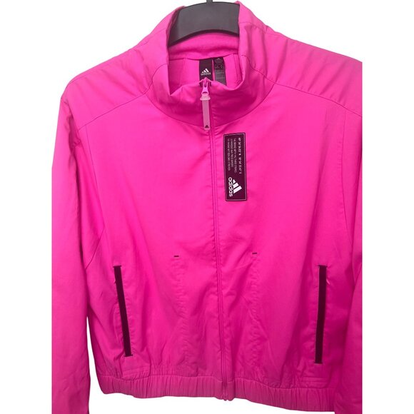 Adidas Tech Track Top Pink Primeblue Womens Medium Full-Zip Lightweight Jacket - Picture 14 of 16